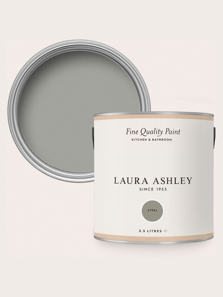 Laura Ashley Steel Grey 2.5 Litre Kitchen And Bathroom Paint - Image 4 of 4