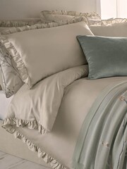 Laura Ashley Pale Dove Grey Ruffle luxurious 400 thread count 100% cotton sateen Duvet Cover and Pillowcase Set - Image 2 of 2