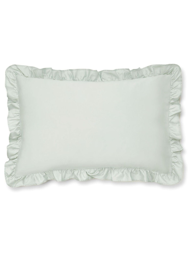 Laura Ashley Pale Duck Egg Blue Ruffle luxurious 400 thread count 100% cotton sateen Duvet Cover and Pillowcase Set - Image 3 of 3