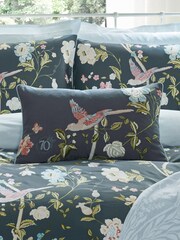 Laura Ashley Midnight Blue Summer Palace Feather Filled 100% Cotton Cushion - Image 1 of 3
