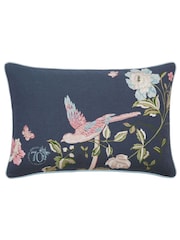 Laura Ashley Midnight Blue Summer Palace Feather Filled 100% Cotton Cushion - Image 2 of 3
