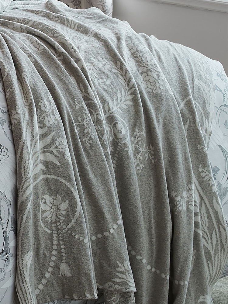Laura Ashley Steel Grey Josette Knitted Throw - Image 1 of 3