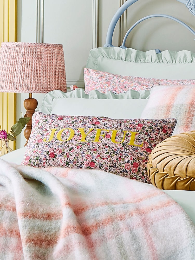 Laura Ashley Coral Pink Joyful Feather Filled Cushion - Image 1 of 3