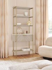 Light Grey Valencia Marble Mango Wood Tall Shelf - Image 1 of 7