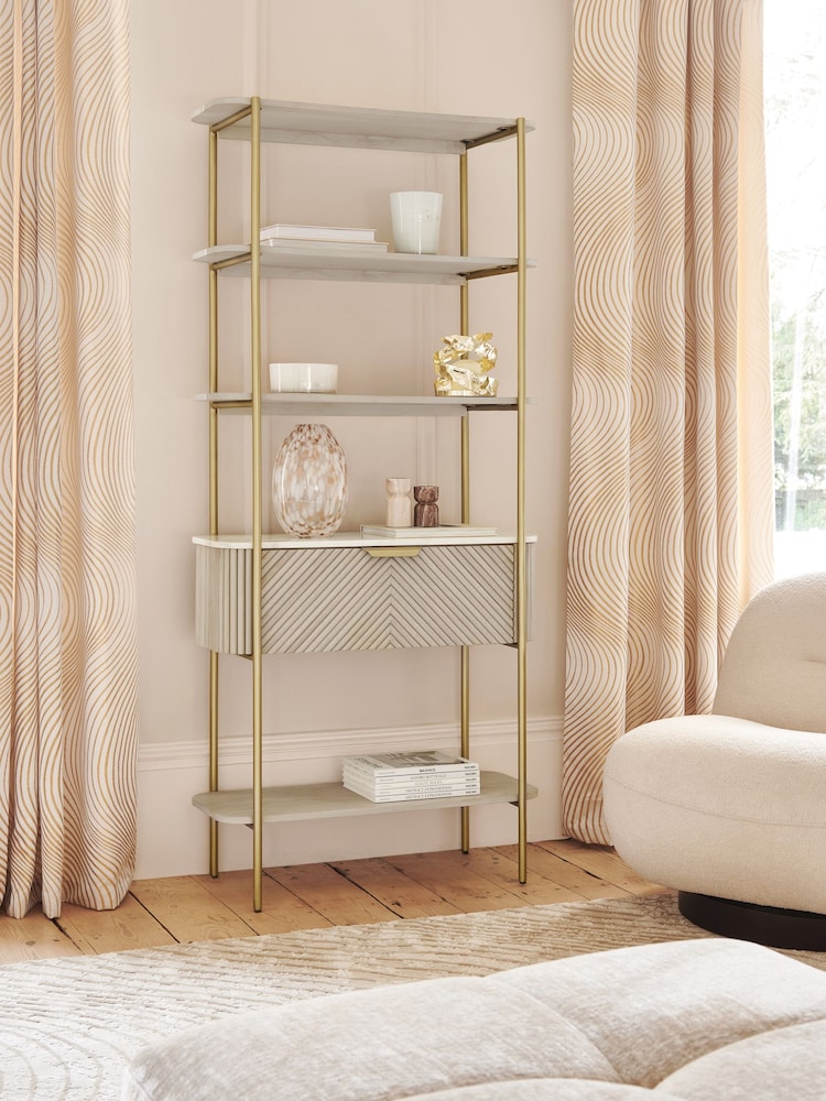Light Grey Valencia Marble Mango Wood Tall Shelf - Image 1 of 7