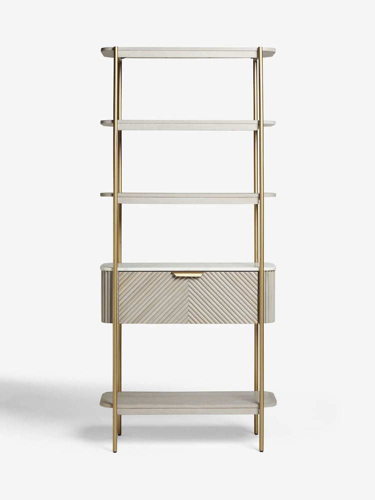 Light Grey Valencia Marble Mango Wood Tall Shelf - Image 2 of 7