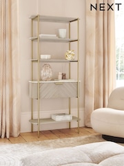 Light Grey Valencia Marble Mango Wood Tall Shelf - Image 9 of 9