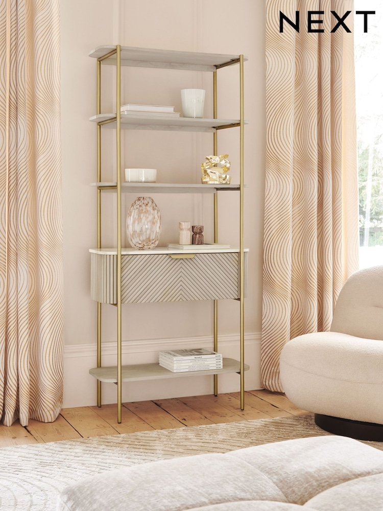 Light Grey Valencia Marble Mango Wood Tall Shelf - Image 9 of 9