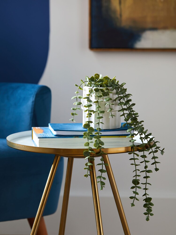 White Artificial Trailing Plant In Ribbed White Pot - Image 1 of 3