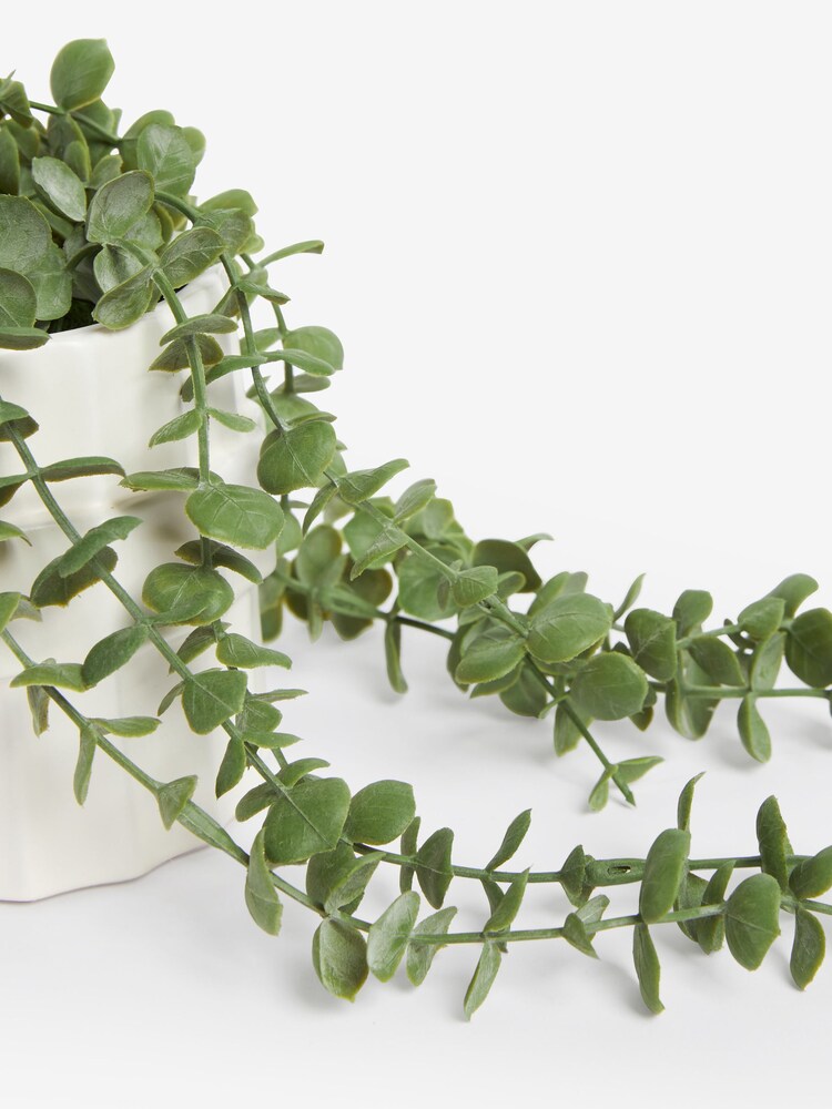 White Artificial Trailing Plant In Ribbed White Pot - Image 2 of 3