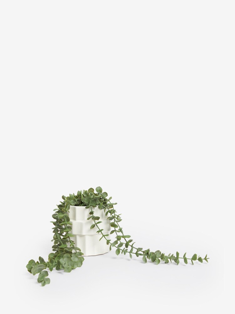 White Artificial Trailing Plant In Ribbed White Pot - Image 3 of 3