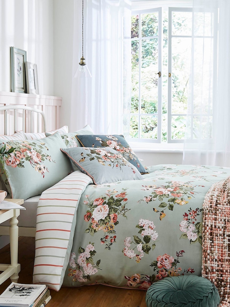 Laura Ashley Sage Rosemore Duvet Cover and Pillowcase Set - Image 1 of 5