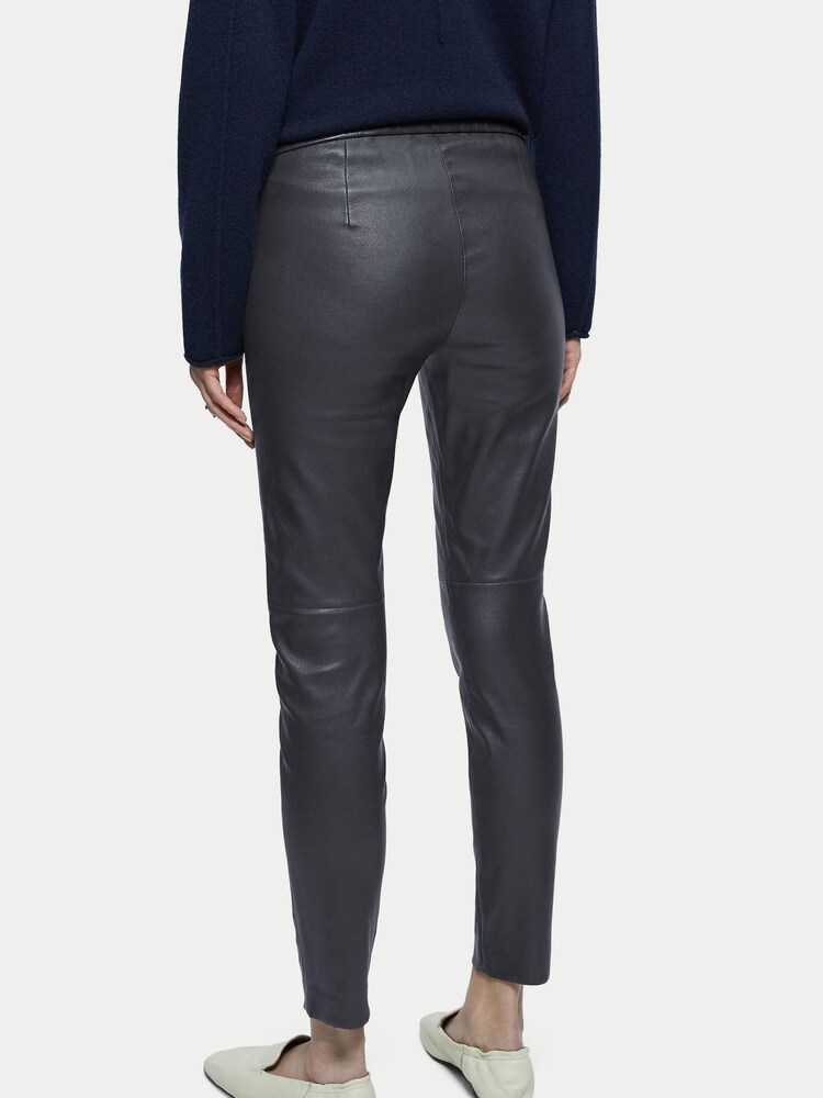 Jigsaw Blue Stretch Leather Leggings - Image 2 of 4