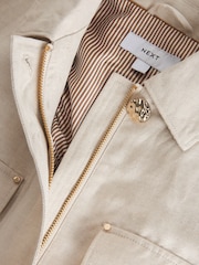 Neutral Linen Blend Utility Jacket - Image 7 of 7