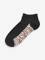 Zwart met dierenprint - Footbed Trainers Socks 5 Pack - Image 2 of 6