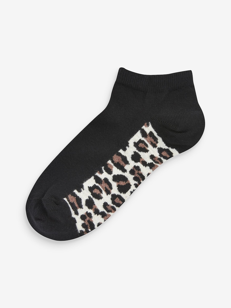 Zwart met dierenprint - Footbed Trainers Socks 5 Pack - Image 6 of 6