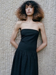 Mango Black Broderie Strapless Maxi Dress - Image 3 of 6