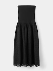 Mango Black Broderie Strapless Maxi Dress - Image 4 of 6