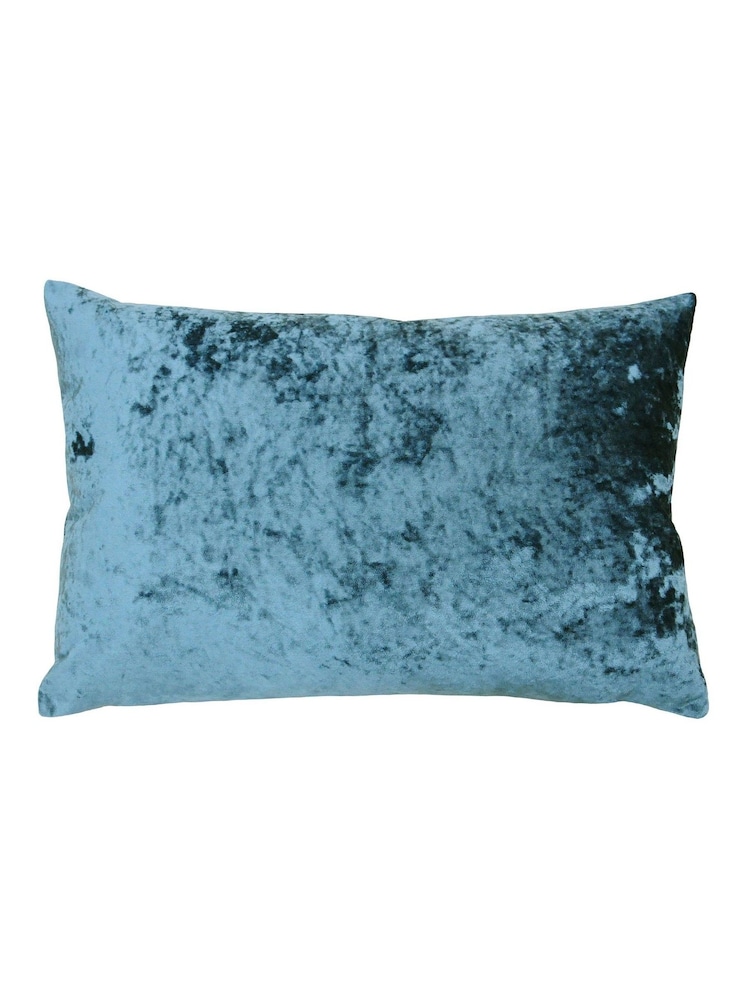Riva Paoletti Teal Blue 40 x 60cm Verona Crushed Velvet Cushion - Image 1 of 2