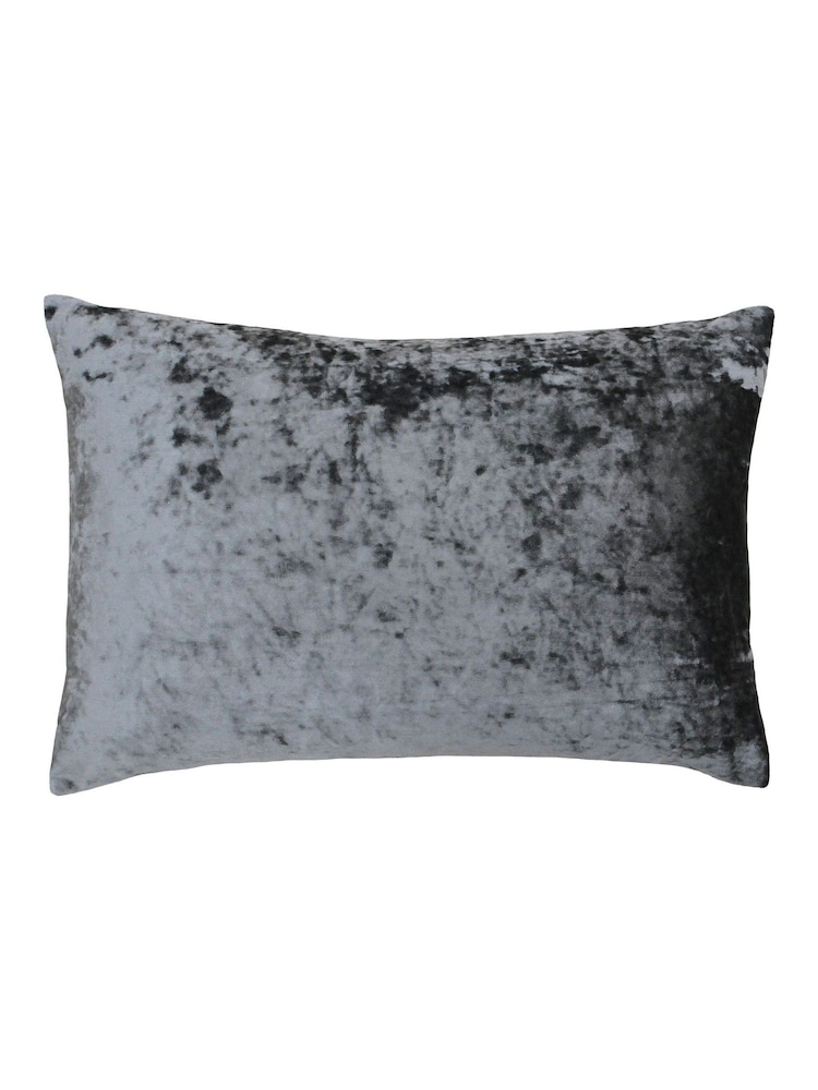 Riva Paoletti Pewter Grey 40 x 60cm Verona Crushed Velvet Cushion - Image 1 of 2
