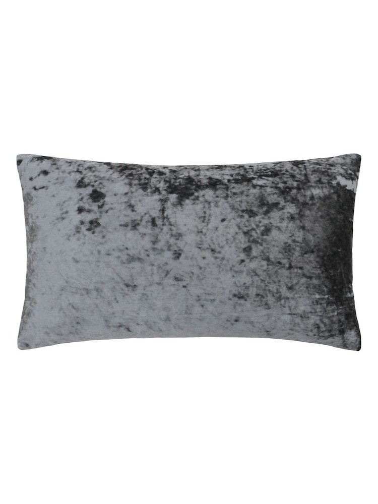 Riva Paoletti Pewter Grey 40 x 60cm Verona Crushed Velvet Cushion - Image 1 of 4 Riva Paoletti Pewter Grey 40 x 60cm Verona Crushed Velvet Cushion - Image 1 of 4