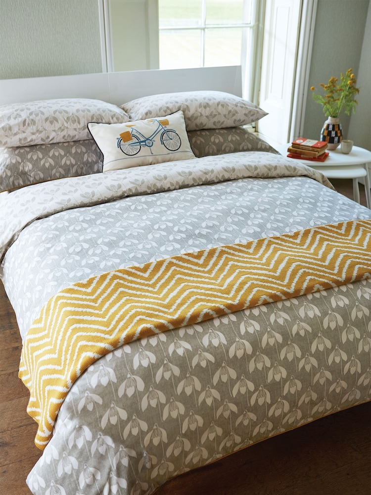 Scion Grey 100% Cotton Embroidered Snow Drop Cushion - Image 2 of 4