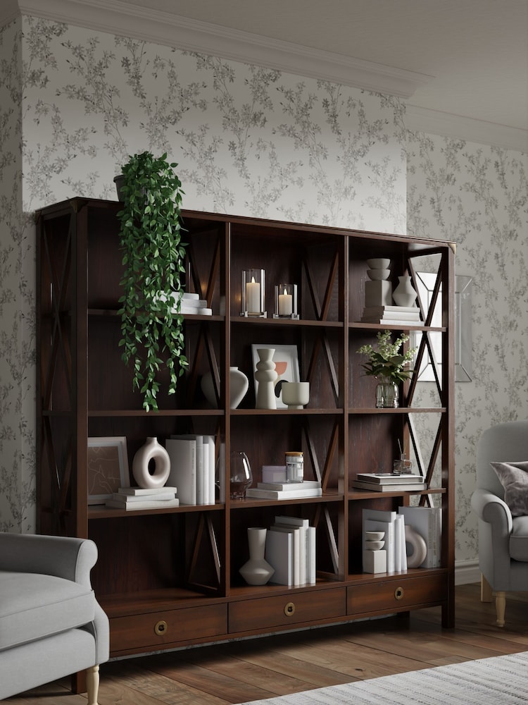Laura Ashley Dark Chestnut Balmoral Three Drawer Triple Bookcase - Image 1 of 3