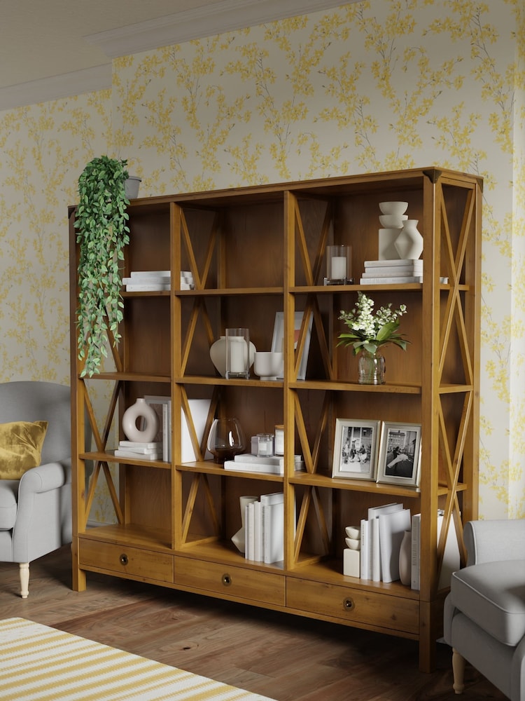 Laura Ashley Honey Gold Balmoral Three Drawer Triple Bookcase - Image 1 of 4