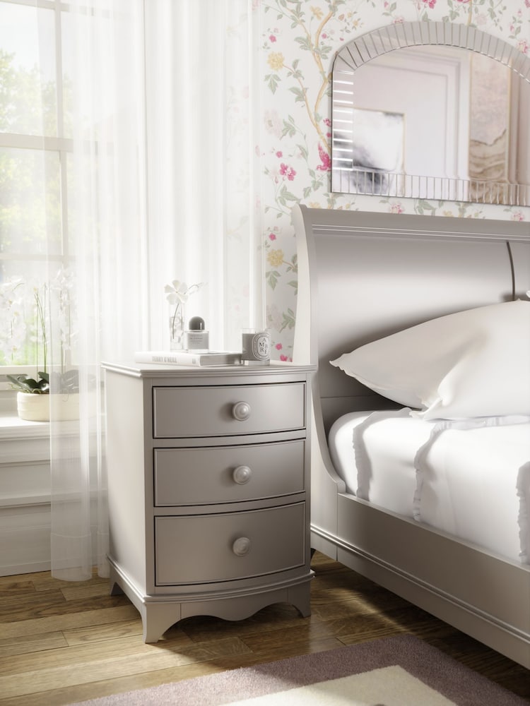 Laura Ashley Pale French Grey Broughton 3 Drawer Bedside Chest - Image 1 of 5