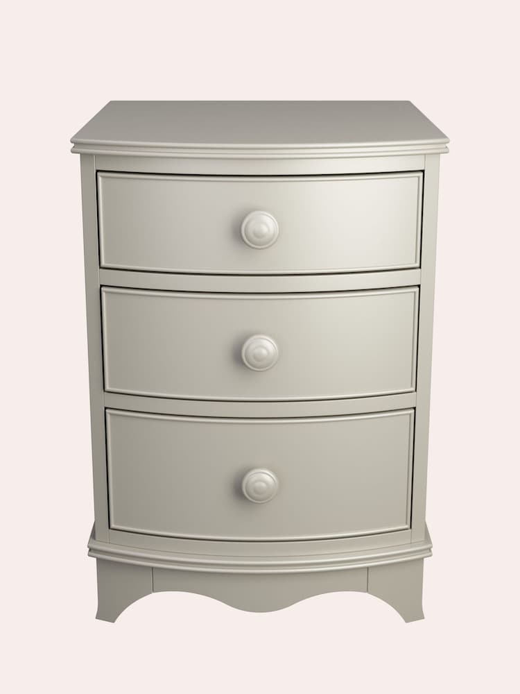 Laura Ashley Pale French Grey Broughton 3 Drawer Bedside Chest - Image 2 of 5
