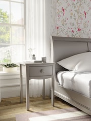 Laura Ashley Pale French Grey Broughton Bedside Table - Image 1 of 5