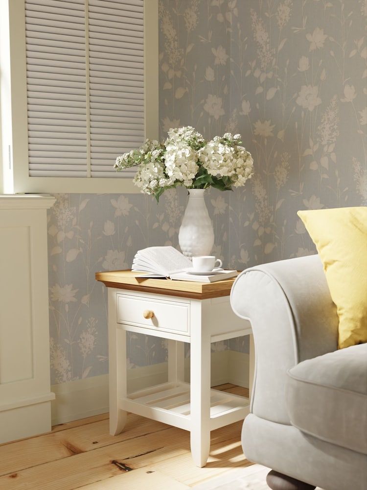 Laura Ashley Cream Oakham One Drawer Side Table - Image 2 of 5