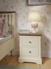 Laura Ashley Cream Oakham 2 Drawer Bedside Chest - Image 1 of 5