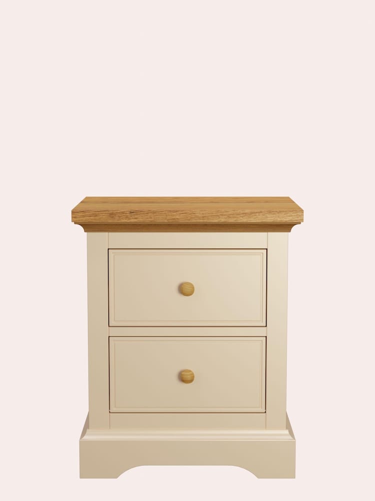 Laura Ashley Cream Oakham 2 Drawer Bedside Chest - Image 2 of 5
