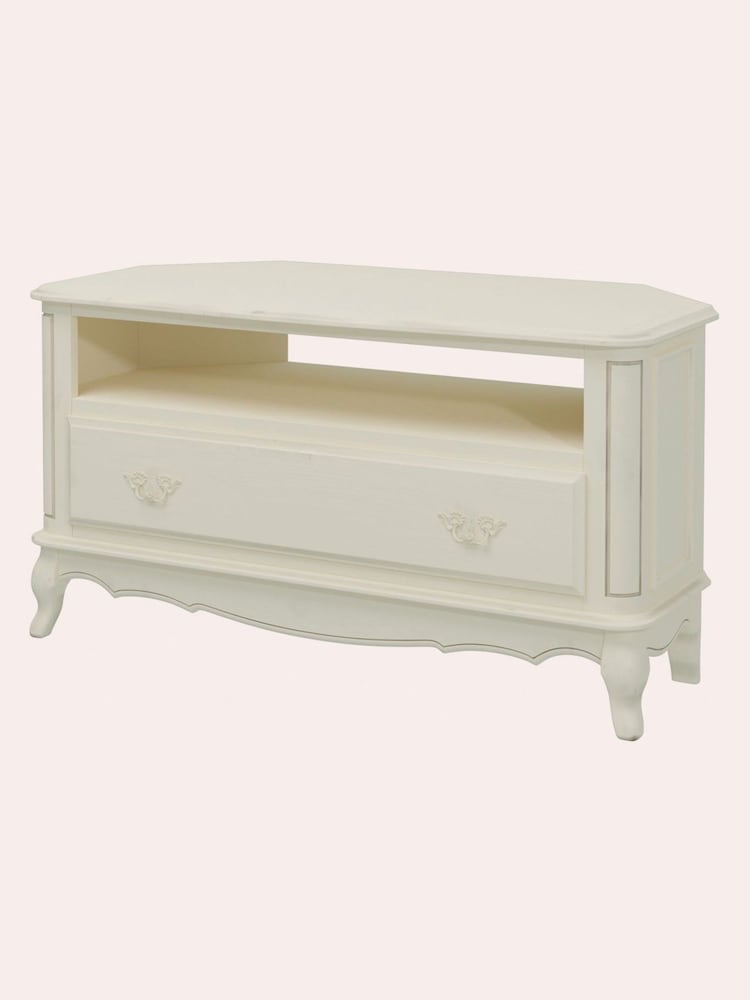 Laura Ashley Ivory Provencale 1 Drawer Corner TV Stand - Image 4 of 4
