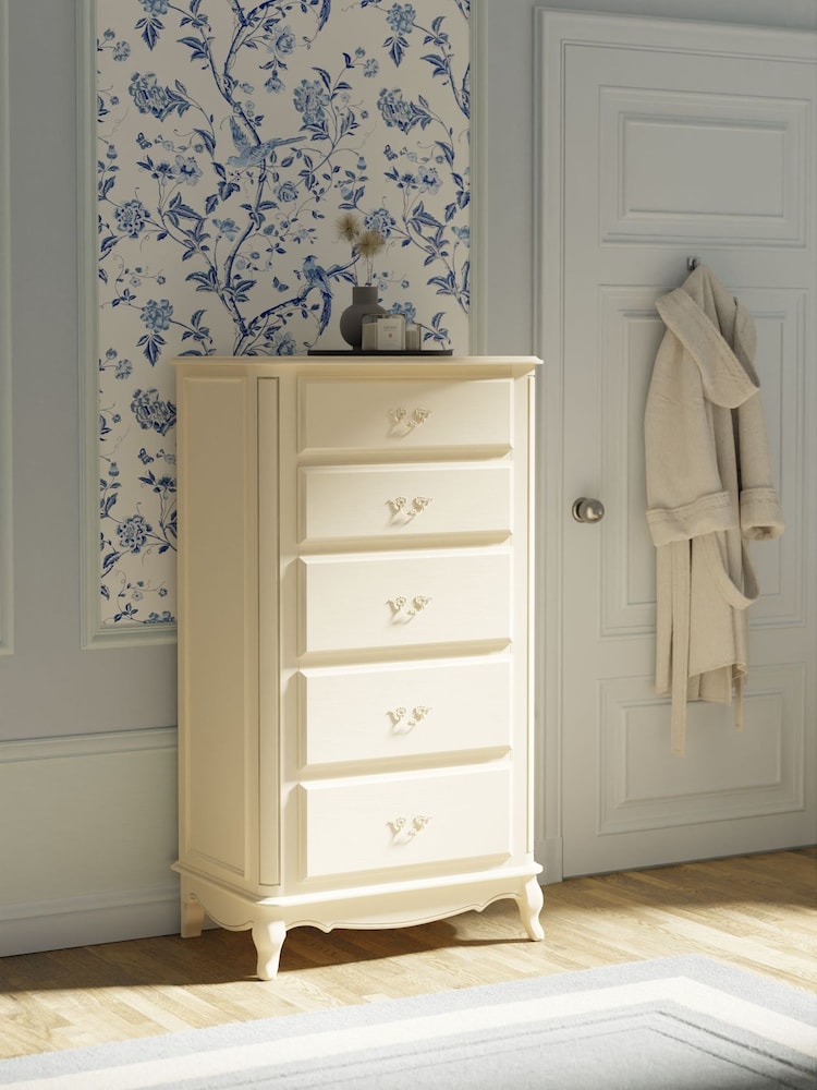 Laura Ashley Ivory Provencale 5 Drawer Tall Chest - Image 1 of 4