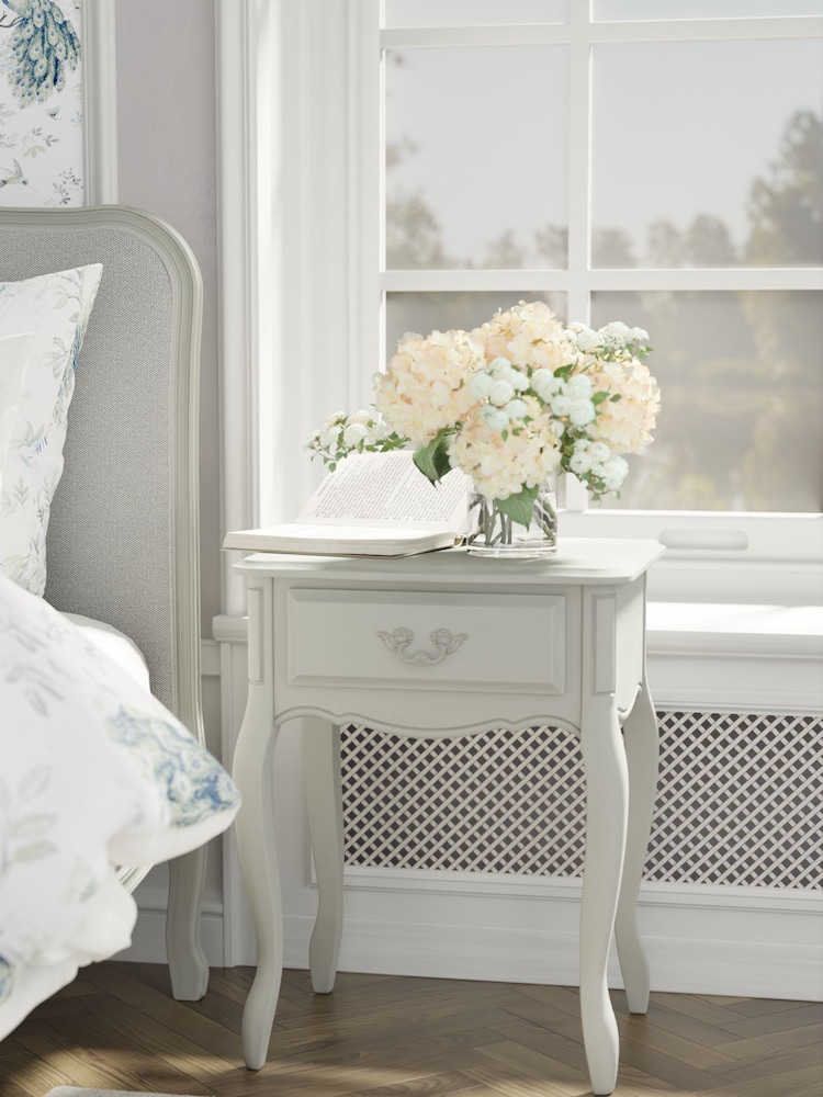 Laura Ashley Dove Grey Provencale 1 Drawer Side Table - Image 1 of 4