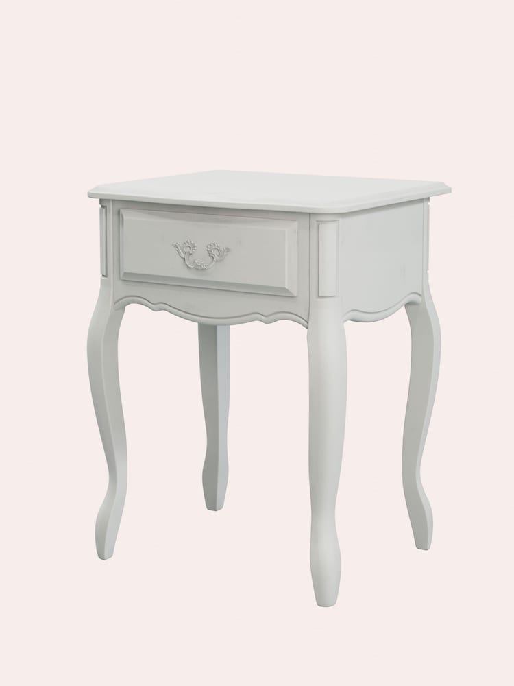Laura Ashley Dove Grey Provencale 1 Drawer Side Table - Image 4 of 4