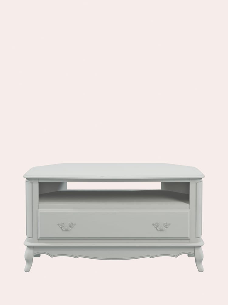 Laura Ashley Dove Grey Provencale 1 Drawer Corner TV Stand - Image 2 of 4