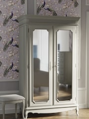 Laura Ashley Dove Grey Provencale Double Mirrored Wardrobe - Image 1 of 5