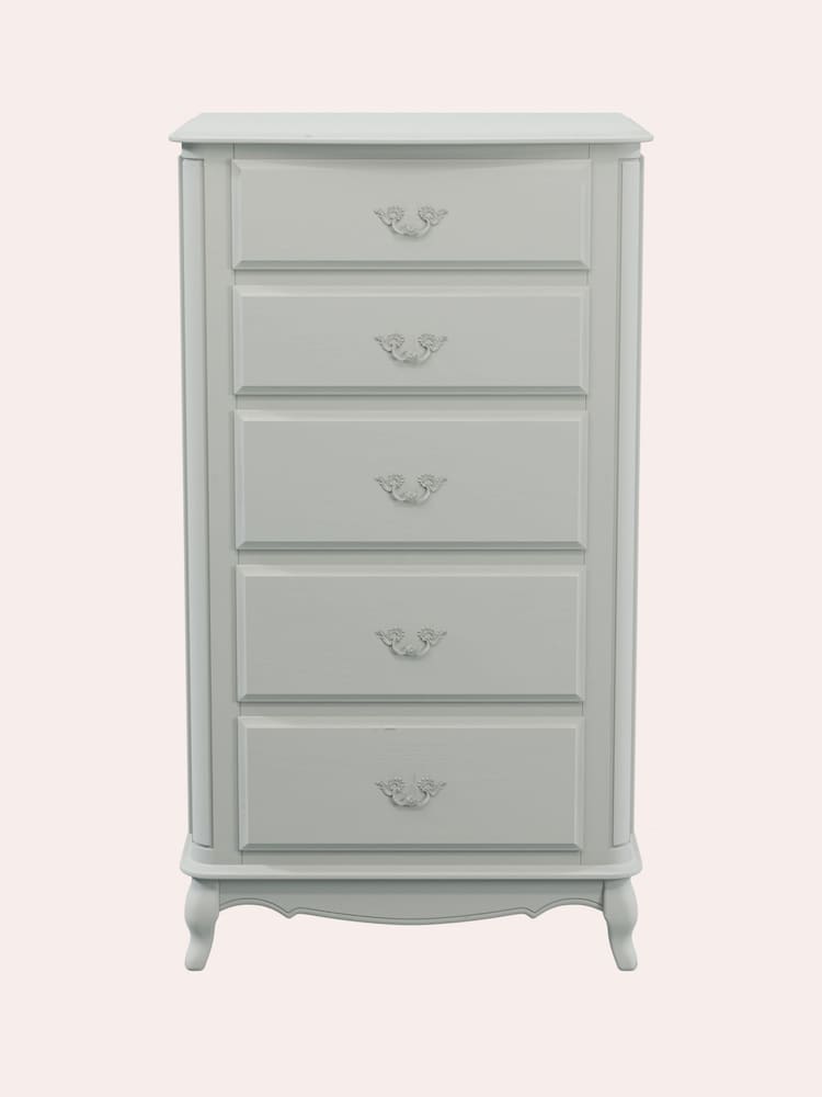 Laura Ashley Dove Grey Provencale 5 Drawer Tall Chest - Image 2 of 4