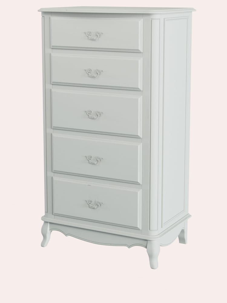 Laura Ashley Dove Grey Provencale 5 Drawer Tall Chest - Image 4 of 4