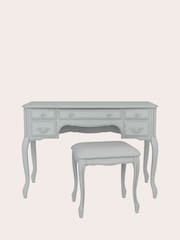 Laura Ashley Dove Grey Provencale 5 Drawer Dressing Table And Stool Set - Image 2 of 4