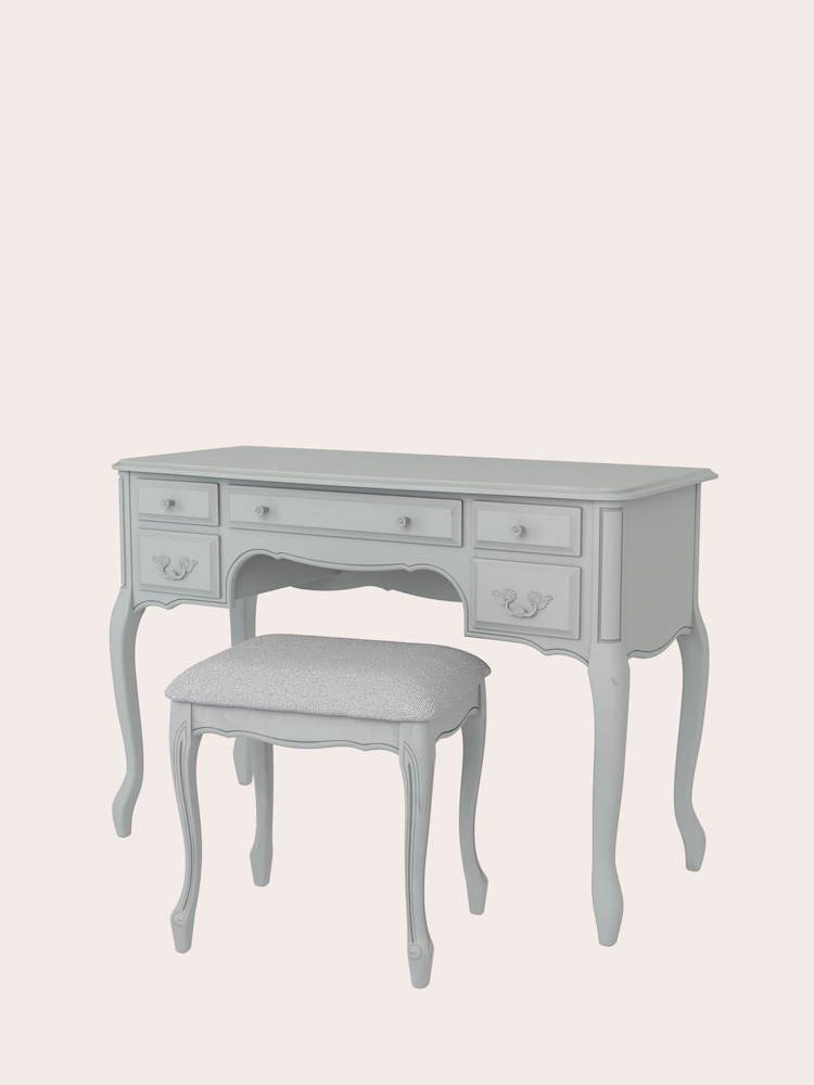 Laura Ashley Dove Grey Provencale 5 Drawer Dressing Table And Stool Set - Image 4 of 4