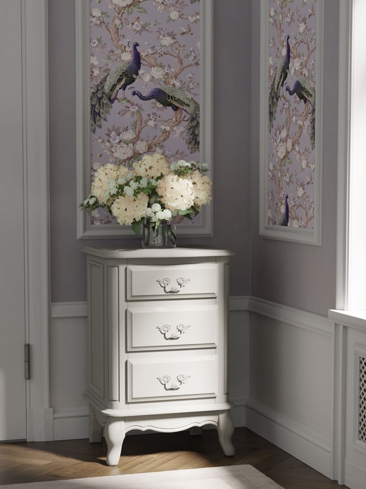 Laura Ashley Dove Grey Provencale 3 Drawer Bedside Chest - Image 1 of 4