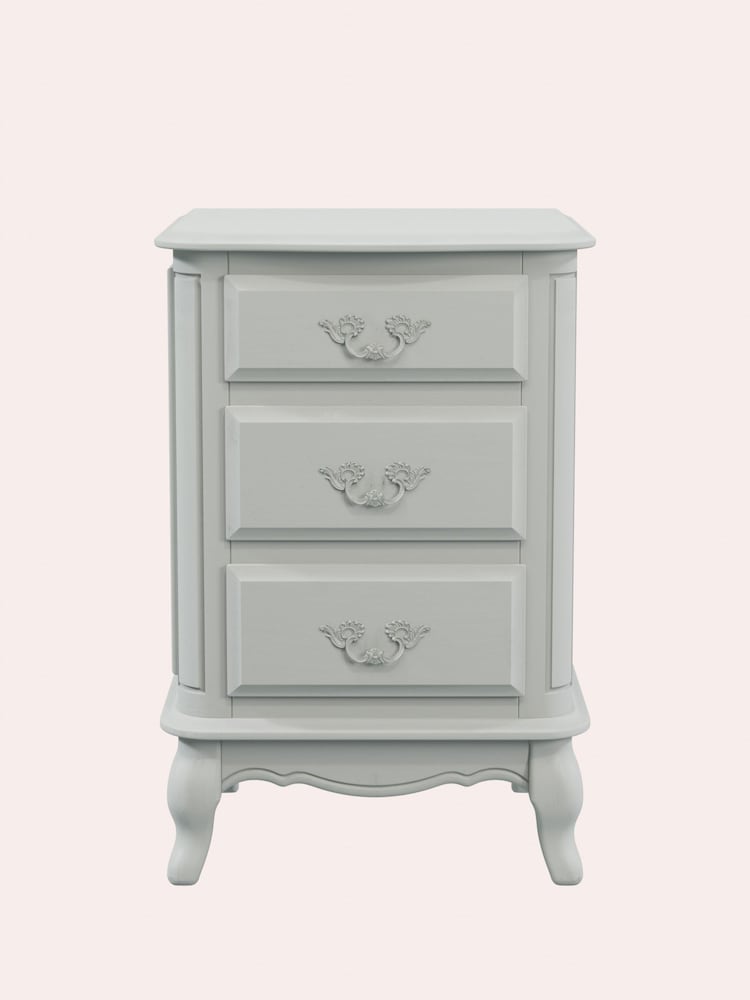 Laura Ashley Dove Grey Provencale 3 Drawer Bedside Chest - Image 2 of 4