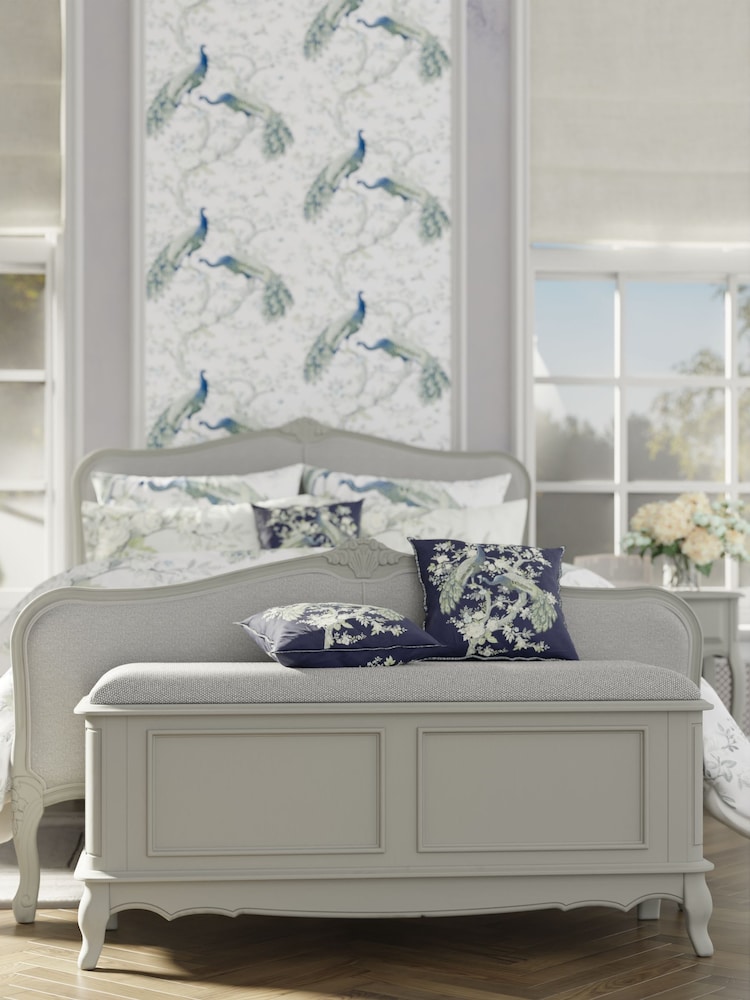 Laura Ashley Dove Grey Provencale Blanket Box - Image 1 of 4