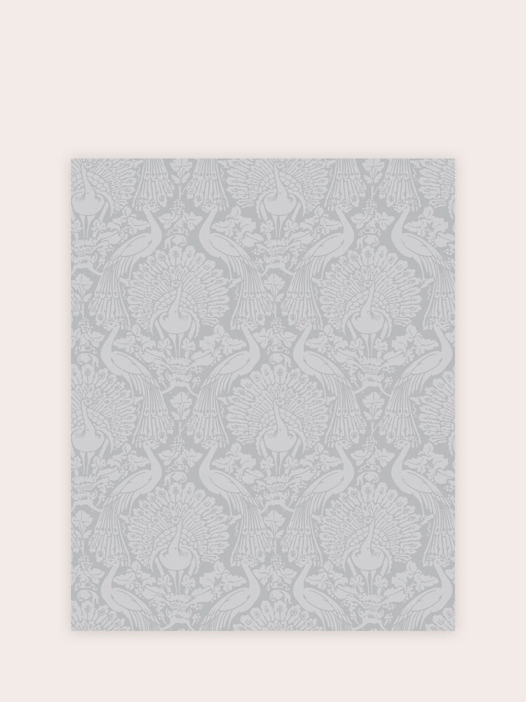 Laura Ashley Pale Slate Peacock Damask 10M Wallpaper - Image 2 of 4