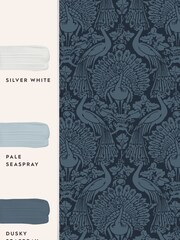 Laura Ashley Dusky Seaspray Peacock Damask Paste The Wall 10M Wallpaper - Image 3 of 3