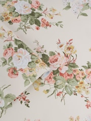 Laura Ashley Pale Sable Rosemore 10M Wallpaper - Image 3 of 4